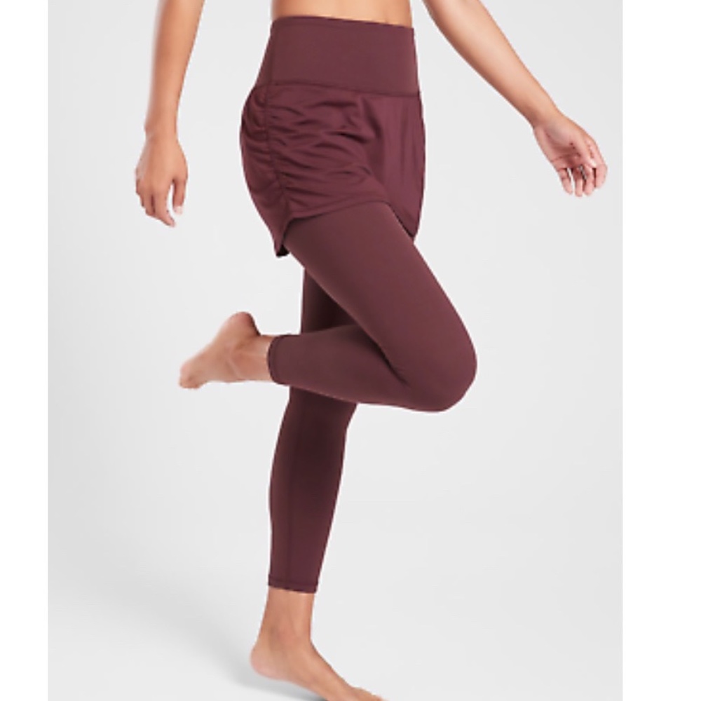 Athleta Burgandy 2 in 1 (7/8) Tight